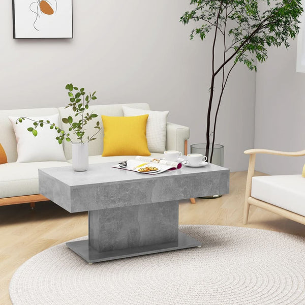 Betongrauer Couchtisch Eutalia 96x50x45cm (Holz)