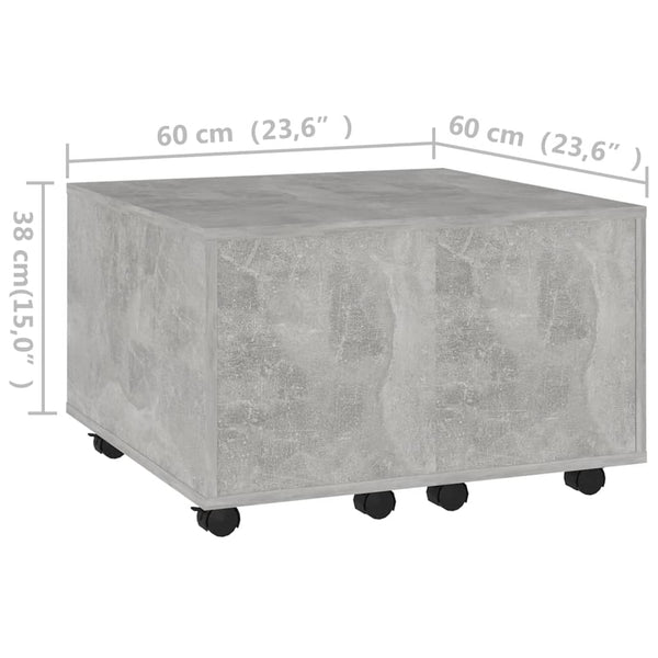Betongrauer Couchtisch Berla 60x60x38cm (Holz)