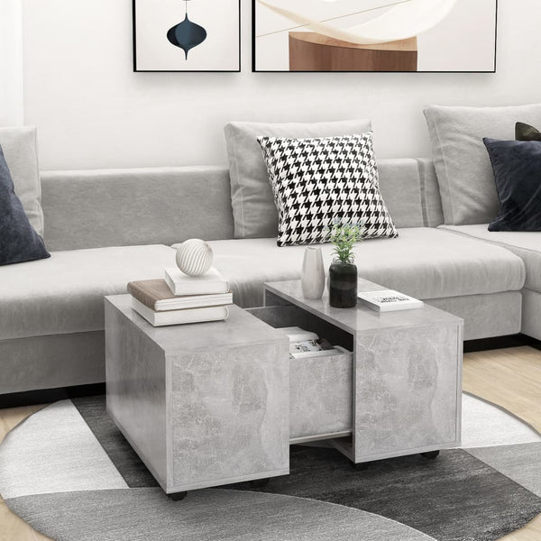 Betongrauer Couchtisch Berla 60x60x38cm (Holz)