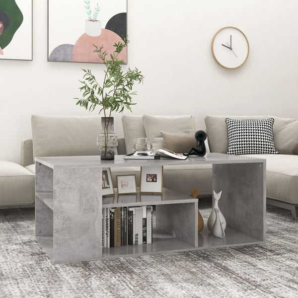 Betongrauer Couchtisch Dani 100x50x40cm (Holz)