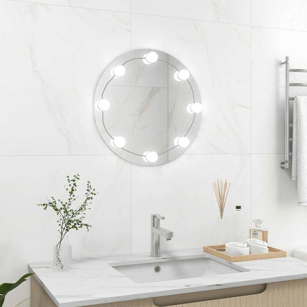 Wandspiegel mit LED-Beleuchtung Georghescu rund Glas