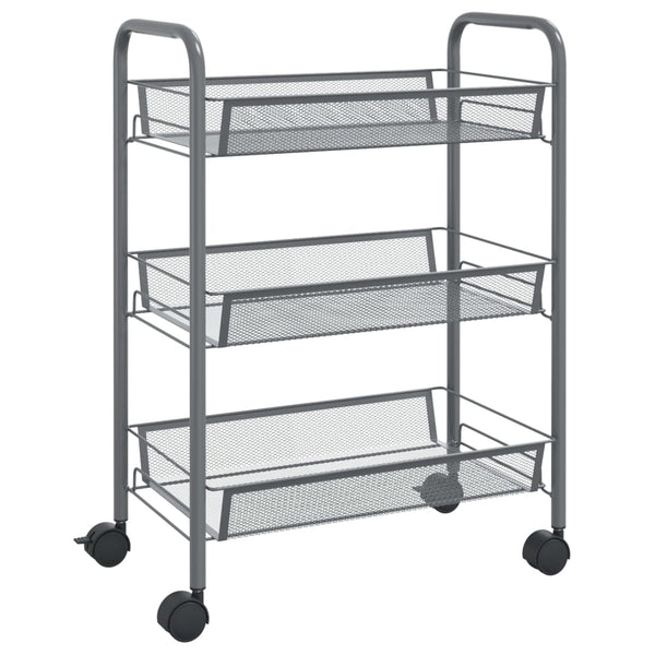 Grauer Küchenwagen Melchior 46x26x64cm (3-lagig, Eisen)