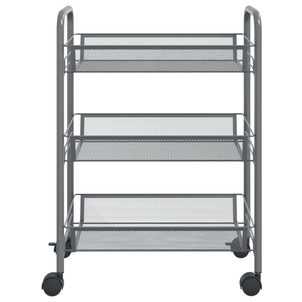 Grauer Küchenwagen Melchior 46x26x64cm (3-lagig, Eisen)