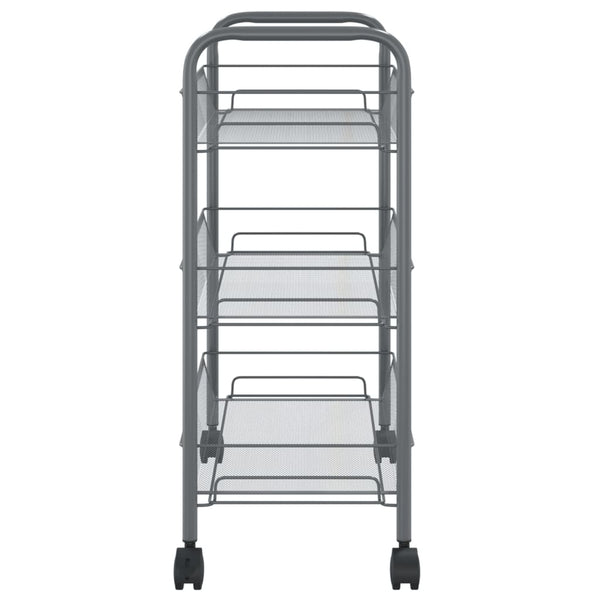 Grauer Küchenwagen Melchior 46x26x64cm (3-lagig, Eisen)