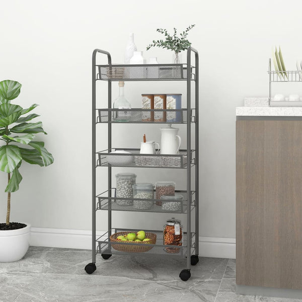 Grauer Küchenwagen Melchior 46x26x105cm (5-stöckig, Eisen)