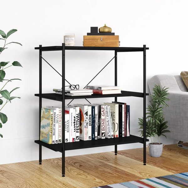 Schwarzes Regal Pierre 80x40x92cm (3-stöckig)