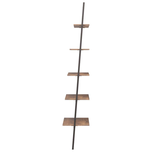 Dunkelbraunes und schwarzes 5-stöckiges Schrägregal Consaant 64x34x185,5cm