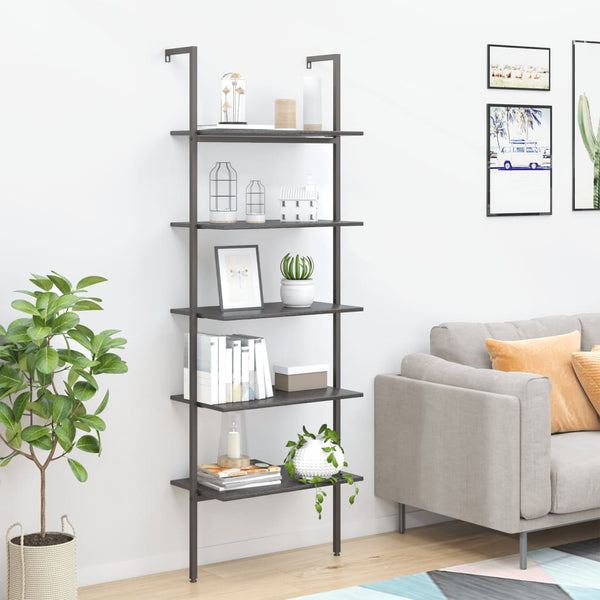 Schwarzes schräges Regal Crivita 64x35x185cm (5-stöckig)