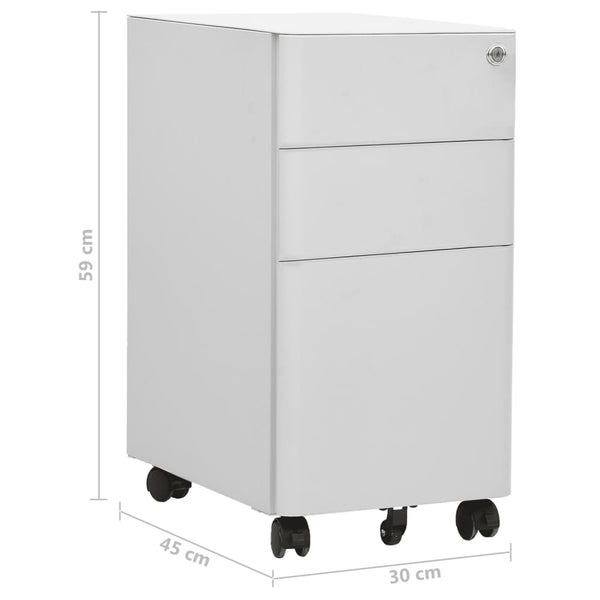Hellgrauer Archivschrank Laviniu, mobil, 30x45x59cm (Stahl)