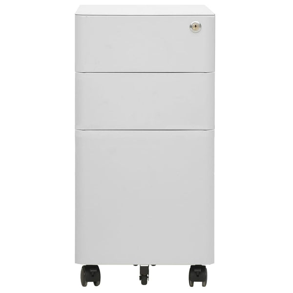 Hellgrauer Archivschrank Laviniu, mobil, 30x45x59cm (Stahl)