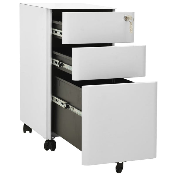 Hellgrauer Archivschrank Laviniu, mobil, 30x45x59cm (Stahl)