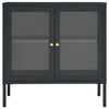 Anthrazitfarbenes Sideboard Kazzi 70x35x70cm (Stahl und Glas)