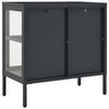 Anthrazitfarbenes Sideboard Kazzi 70x35x70cm (Stahl und Glas)