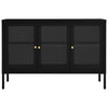 Schwarzes Sideboard Zeidula 105x35x70cm (Stahl und Glas)