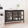 Schwarzes Sideboard Zeidula 105x35x70cm (Stahl und Glas)