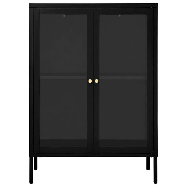Schwarze Kommode Sarbana 75x35x105cm (Stahl und Glas)