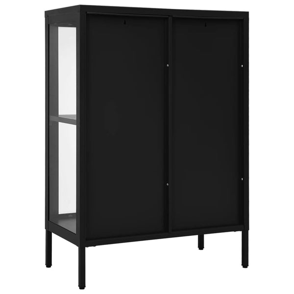 Schwarze Kommode Sarbana 75x35x105cm (Stahl und Glas)