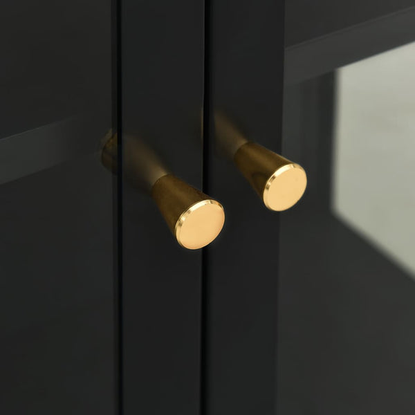 Schwarze Kommode Sarbana 75x35x105cm (Stahl und Glas)
