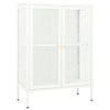 Weißes Sideboard Sarbana 75x35x105cm (Stahl und Glas)