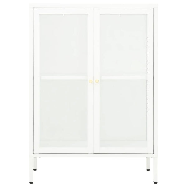 Weißes Sideboard Sarbana 75x35x105cm (Stahl und Glas)