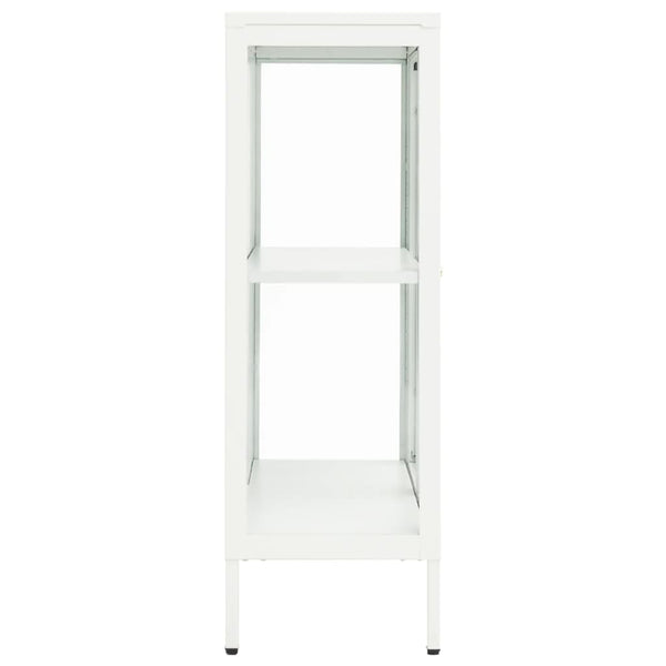 Weißes Sideboard Sarbana 75x35x105cm (Stahl und Glas)