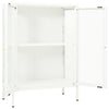 Weißes Sideboard Sarbana 75x35x105cm (Stahl und Glas)