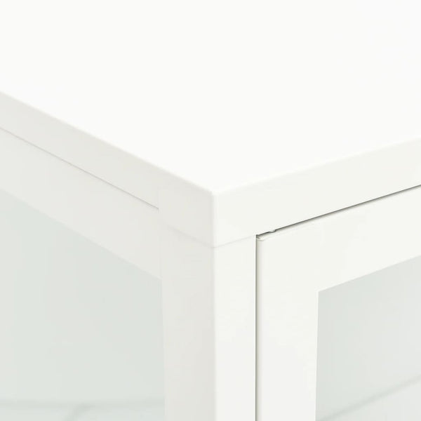 Weißes Sideboard Sarbana 75x35x105cm (Stahl und Glas)