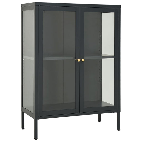 Highboard Sarbana 75x35x105cm Anthrazit (Stahl und Glas)