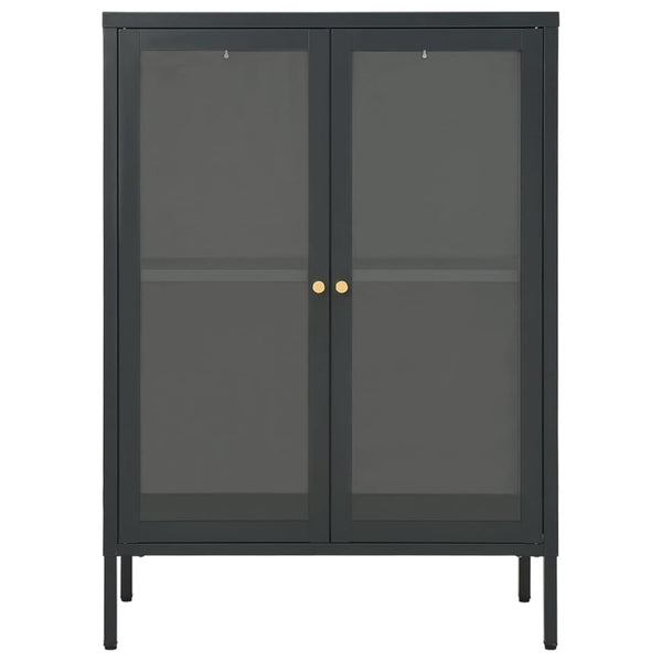 Highboard Sarbana 75x35x105cm Anthrazit (Stahl und Glas)