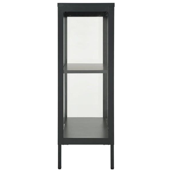 Highboard Sarbana 75x35x105cm Anthrazit (Stahl und Glas)