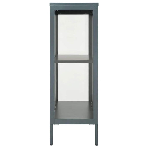 Highboard Sarbana 75x35x105cm Anthrazit (Stahl und Glas)