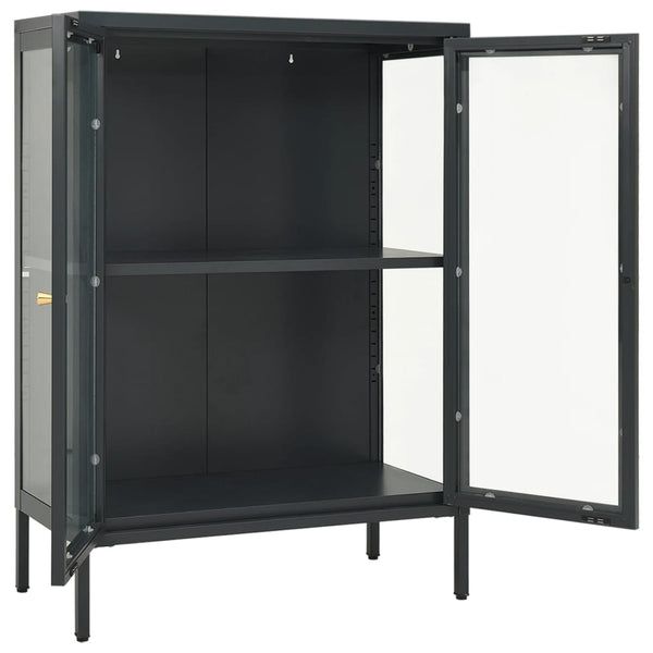 Highboard Sarbana 75x35x105cm Anthrazit (Stahl und Glas)