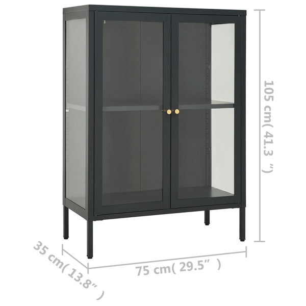 Highboard Sarbana 75x35x105cm Anthrazit (Stahl und Glas)