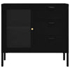 Schwarzes Sideboard Angy 75x35x70cm (Stahl und gehärtetes Glas)