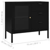 Schwarzes Sideboard Angy 75x35x70cm (Stahl und gehärtetes Glas)