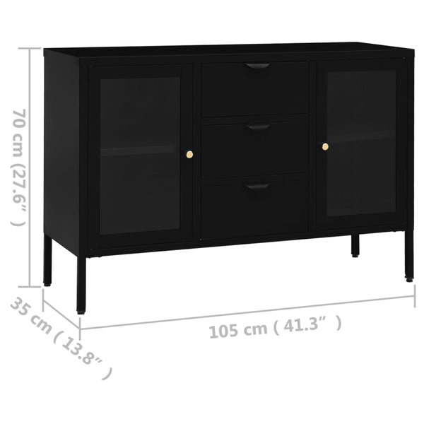 Musta senkki Trestioara 105x35x70cm (teräs ja karkaistu lasi)