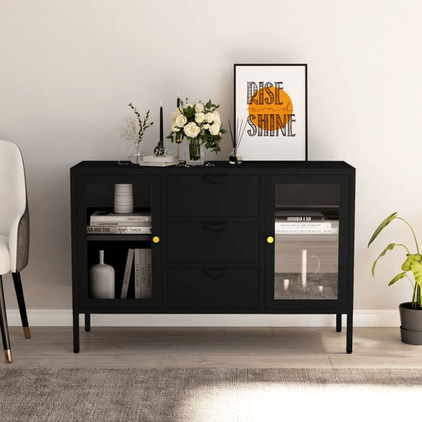 Musta senkki Trestioara 105x35x70cm (teräs ja karkaistu lasi)