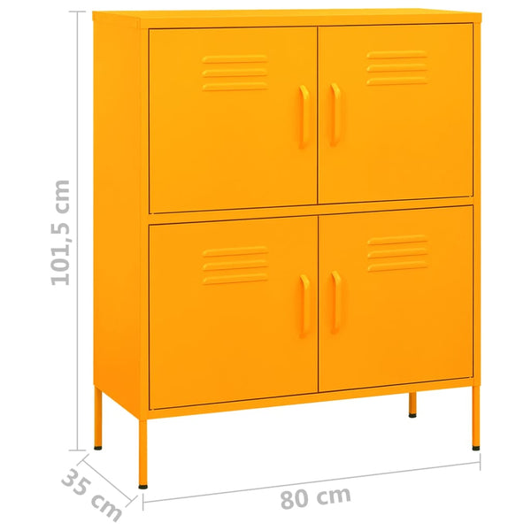 Senfgelber Lagerschrank Sechif 80x35x101,5cm (Stahl)