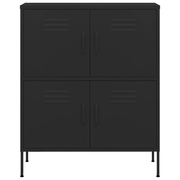 Schwarzer Lagerschrank Sechif 80x35x101,5cm (Stahl)