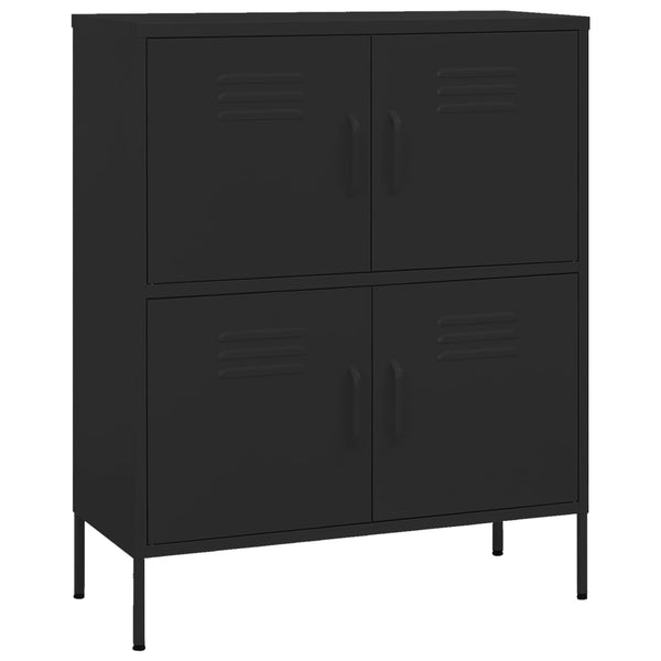 Schwarzer Lagerschrank Sechif 80x35x101,5cm (Stahl)
