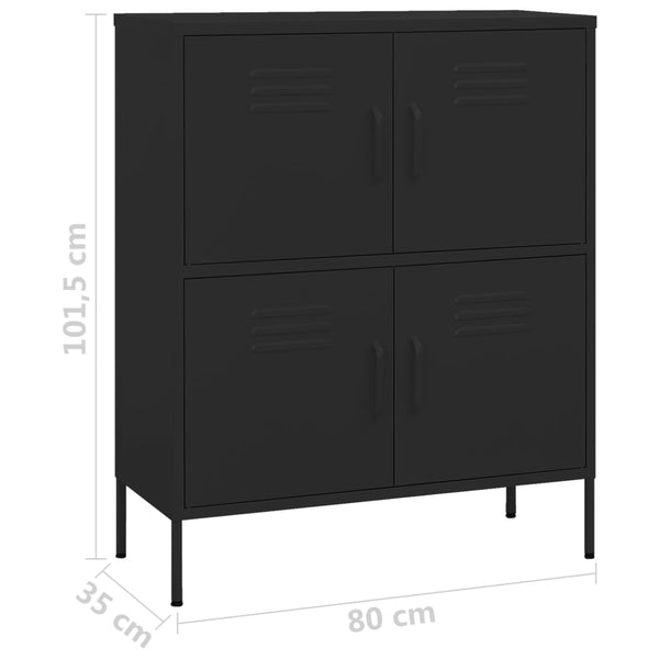 Schwarzer Lagerschrank Sechif 80x35x101,5cm (Stahl)