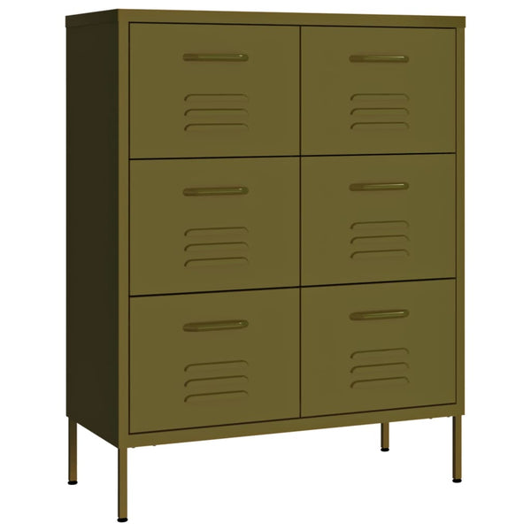 Olivgrüne Kommode Sivestru 80x35x101,5cm (Stahl)