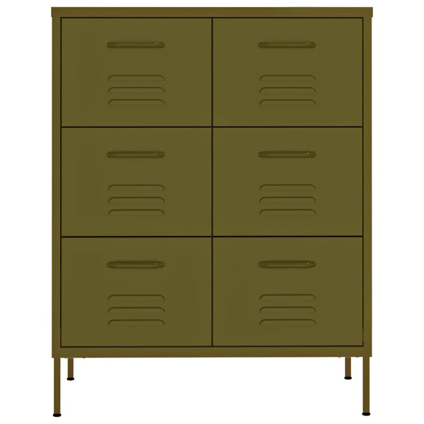 Olivgrüne Kommode Sivestru 80x35x101,5cm (Stahl)