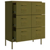 Olivgrüne Kommode Sivestru 80x35x101,5cm (Stahl)