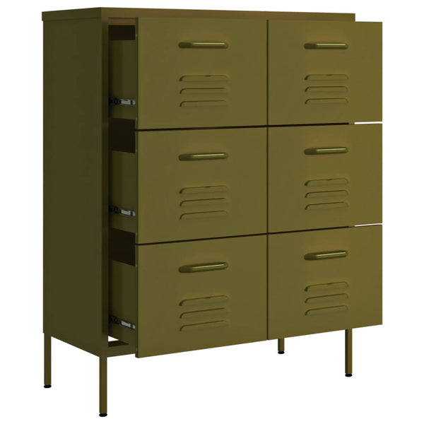 Olivgrüne Kommode Sivestru 80x35x101,5cm (Stahl)