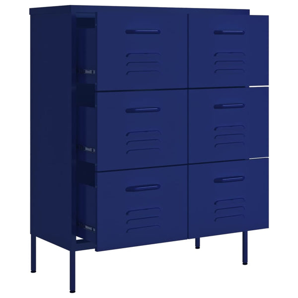 Nachtblaue Kommode Sivestru 80x35x101,5cm (Stahl)