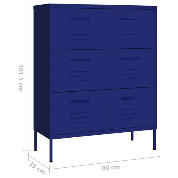 Nachtblaue Kommode Sivestru 80x35x101,5cm (Stahl)