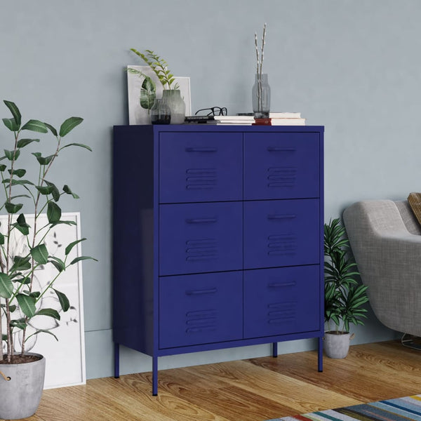 Nachtblaue Kommode Sivestru 80x35x101,5cm (Stahl)