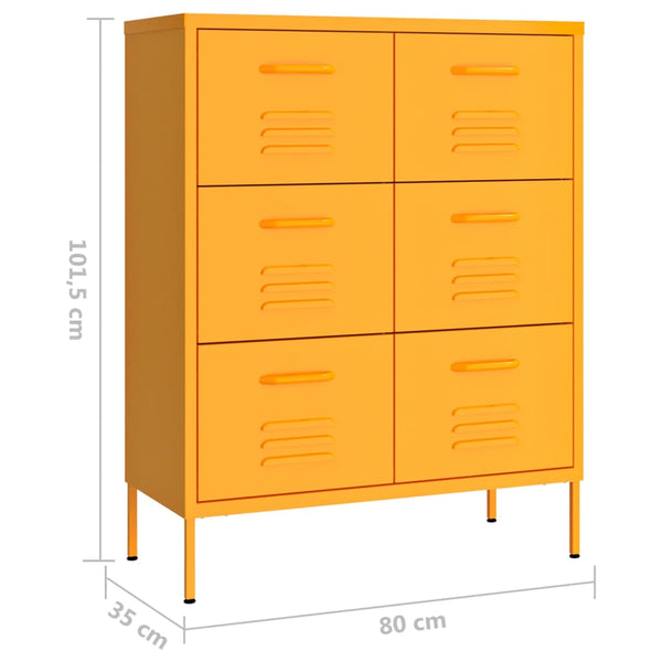 Senfgelbe Kommode Sivestru 80x35x101,5cm (Stahl)