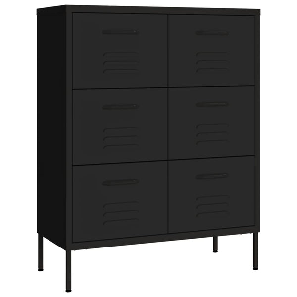 Schwarze Kommode Sivestru 80x35x101,5cm (Stahl)